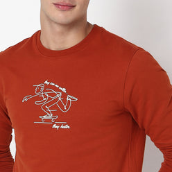 Knitted Graphic Crew Neck Popover Sweat Tee