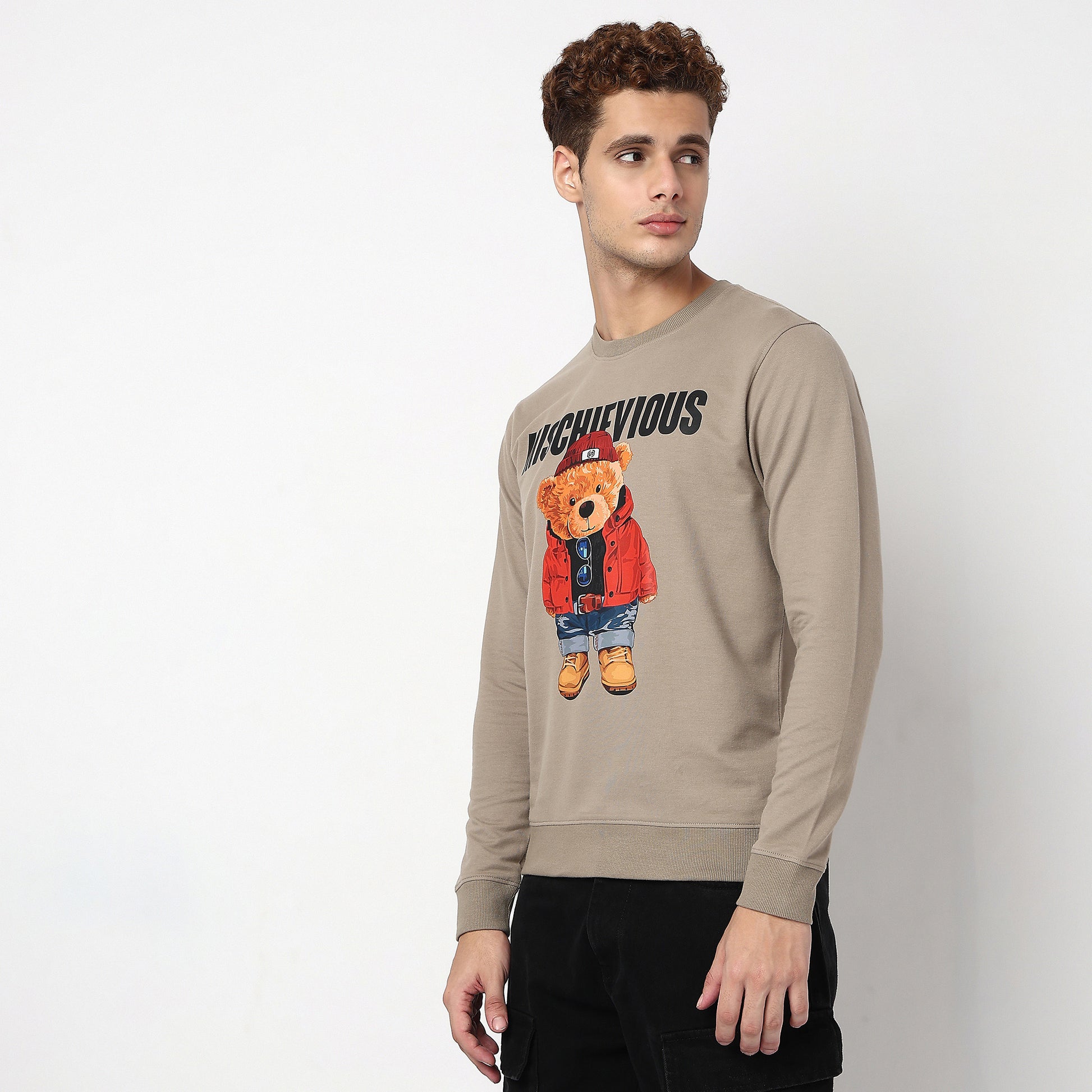 Knitted Graphic Crew Neck Popover Sweat Tee