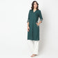 Straight Fit Embroidered A-Line Kurta