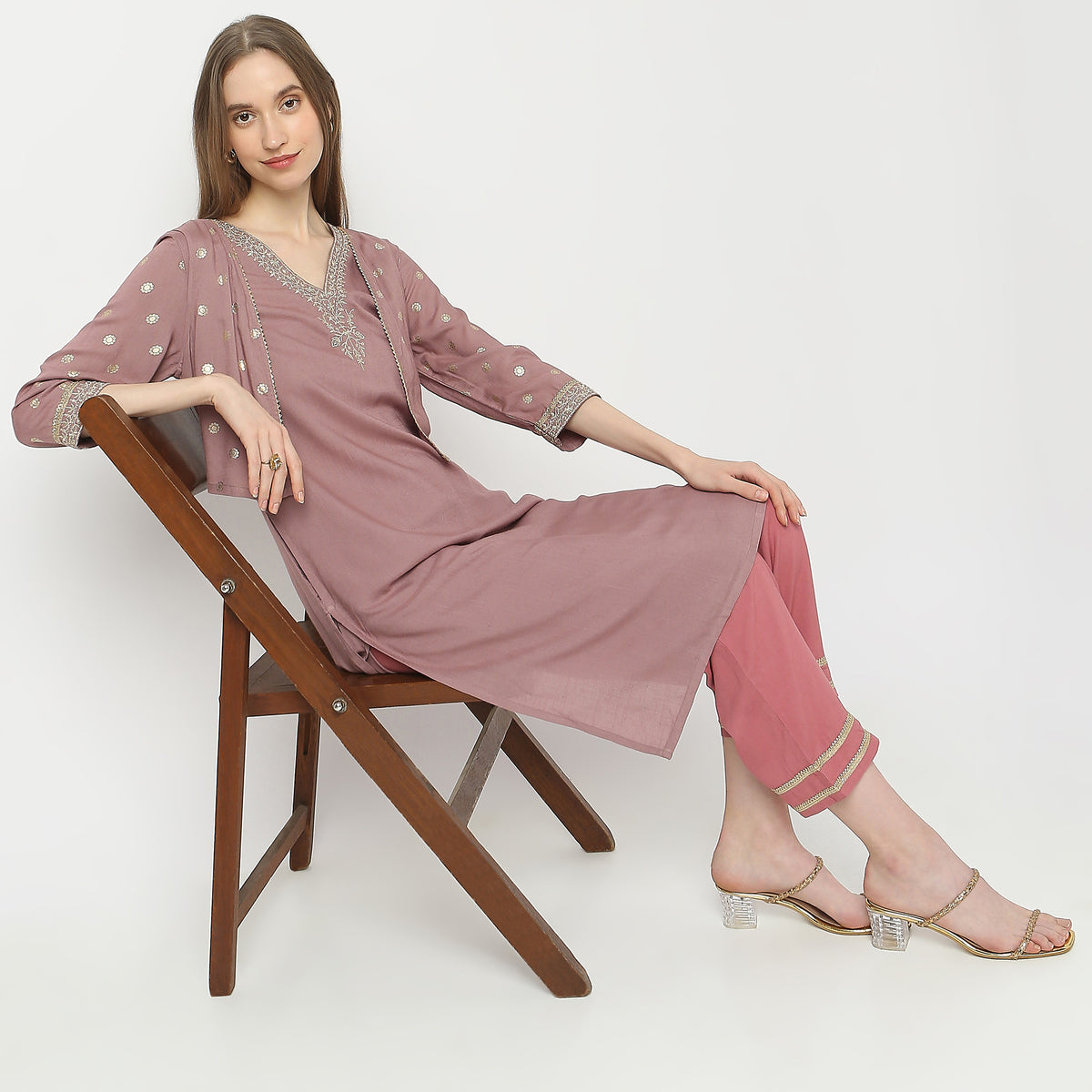 Straight Fit Printed Knee Length Kurta