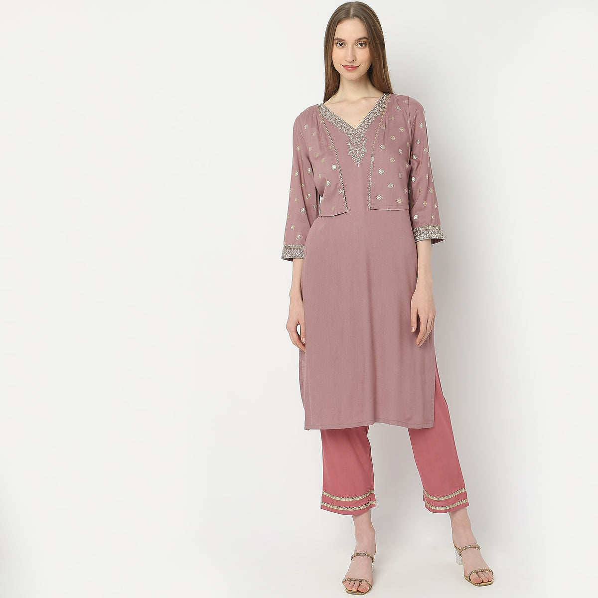 Straight Fit Printed Knee Length Kurta