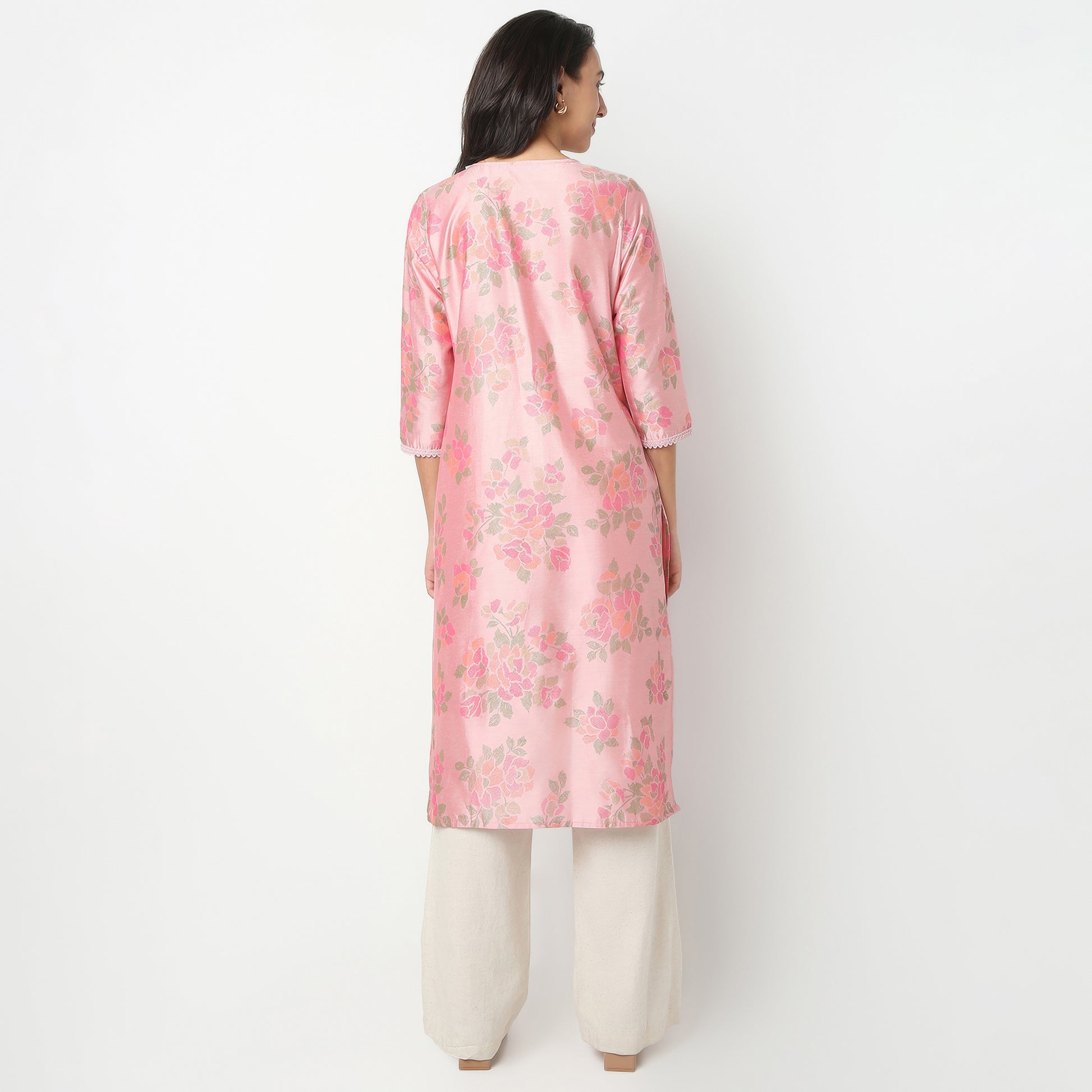 Straight Fit Printed V-Neck Kurta