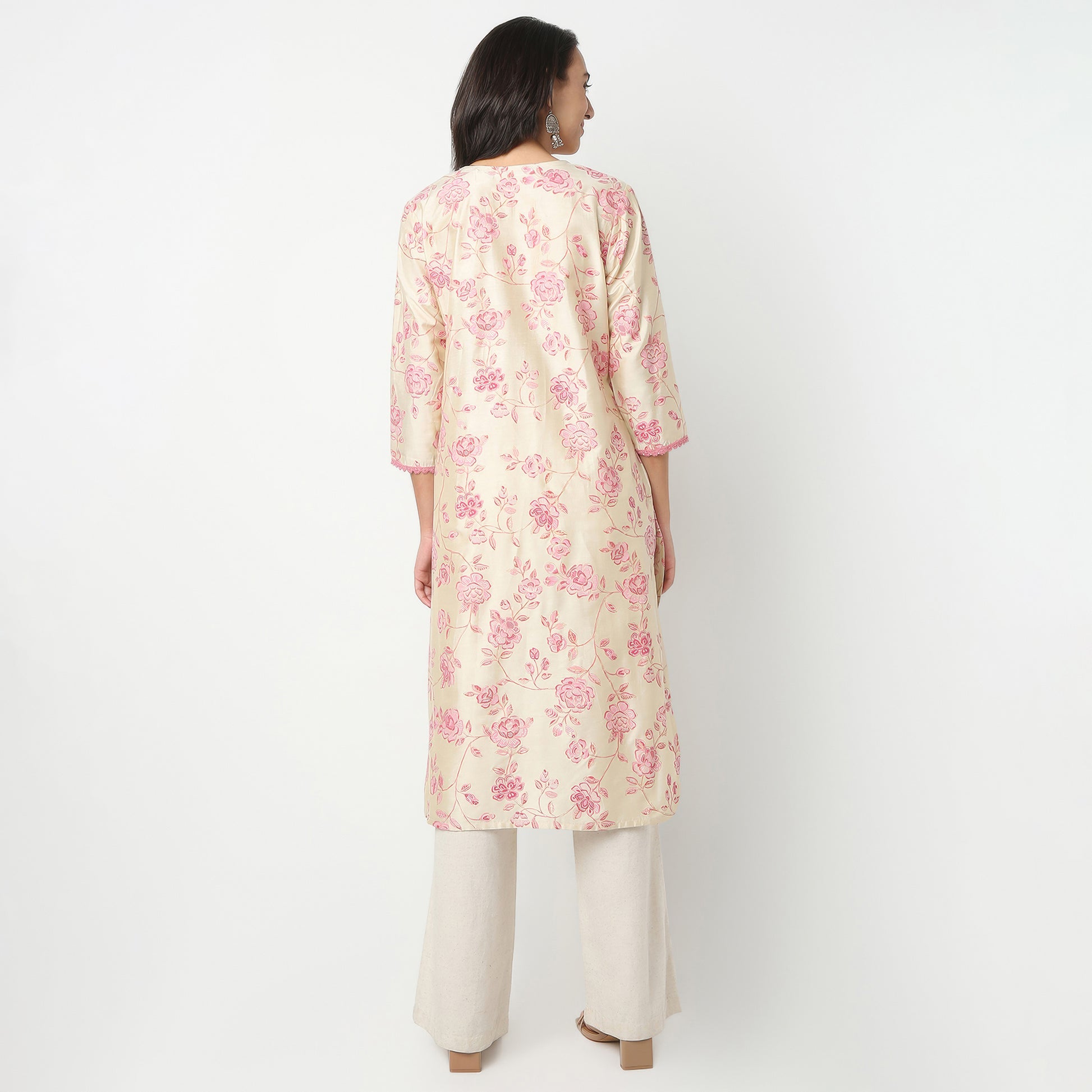 Straight Fit Printed V-Neck Kurta