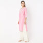 Embroidered Below Knee Straight Fit Yoke Kurta