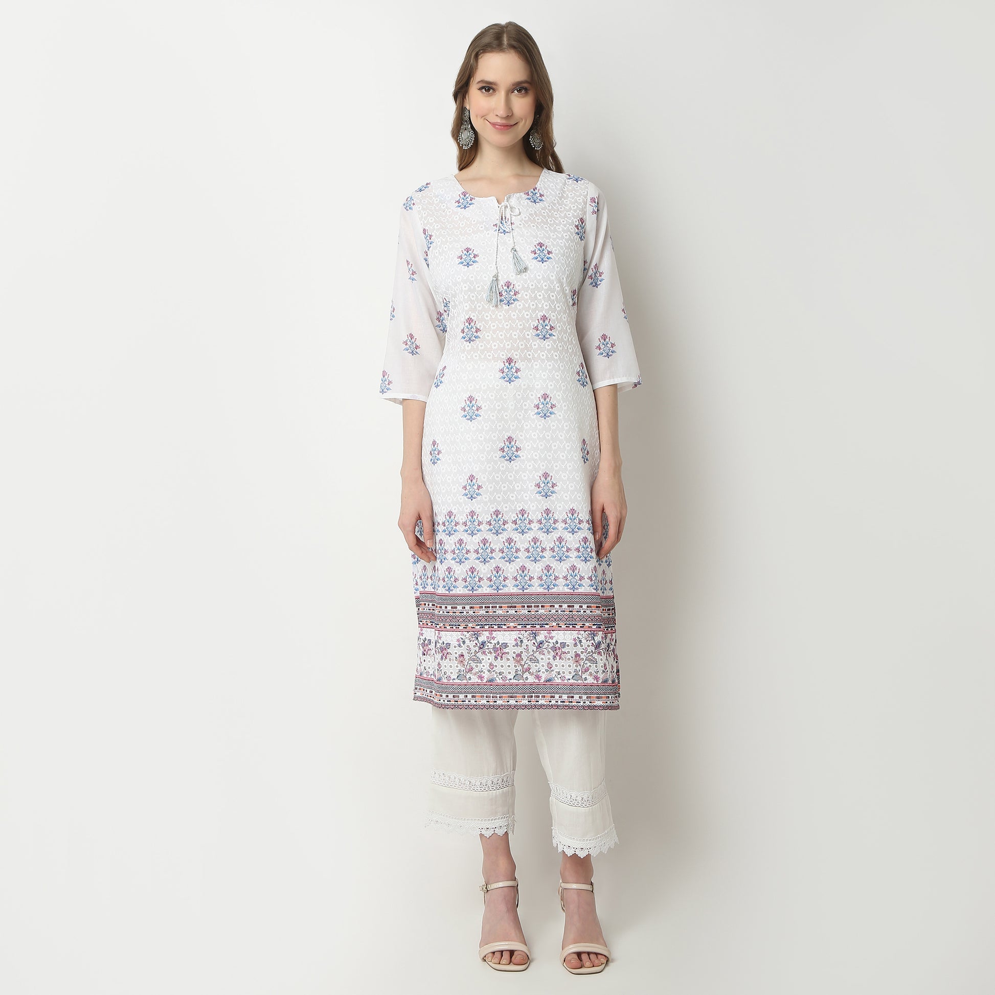 Straight Fit Printed Round Neck Kurta