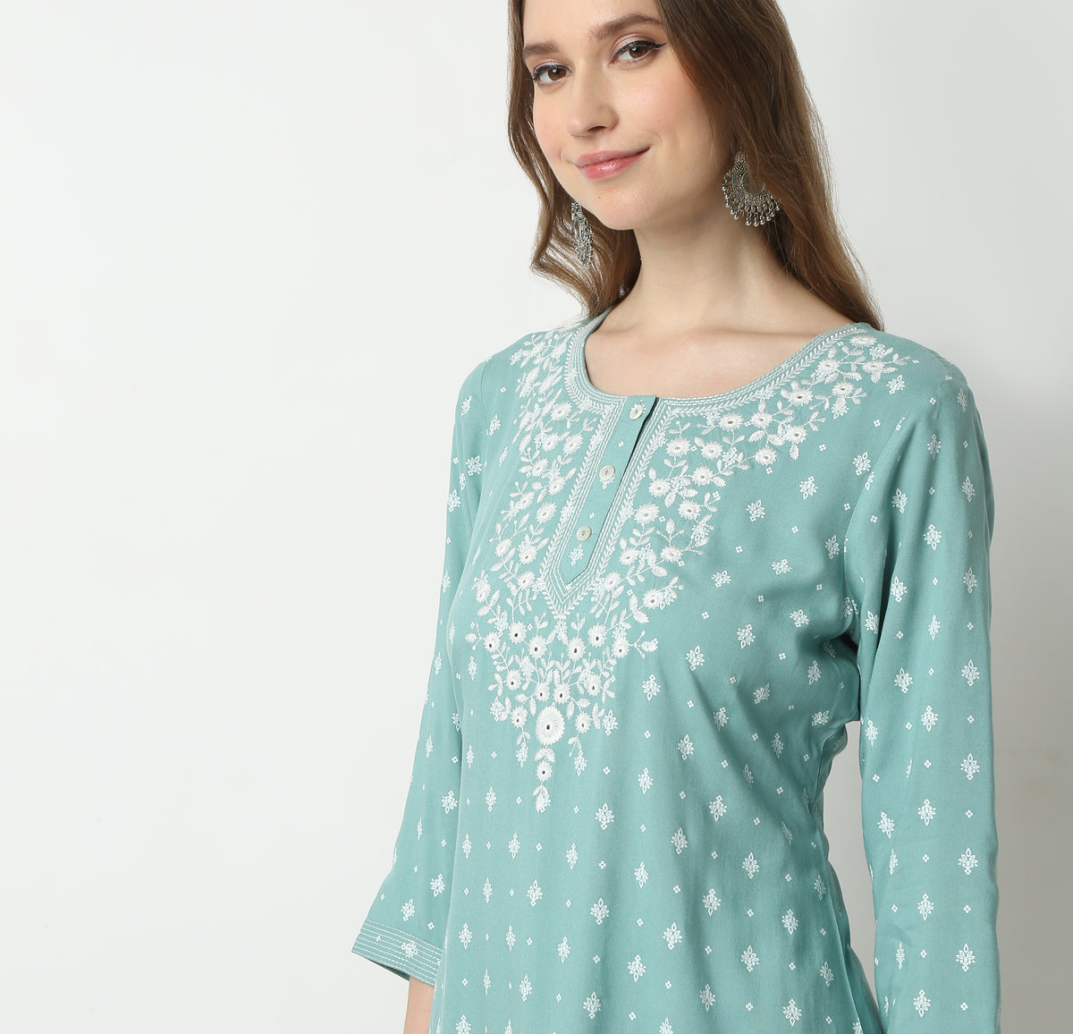 Straight Fit Printed Round Neck Kurta