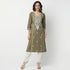 V-Neck Below Knee Three-Fourth Sleeve Straight Fit Embroidered Kurta