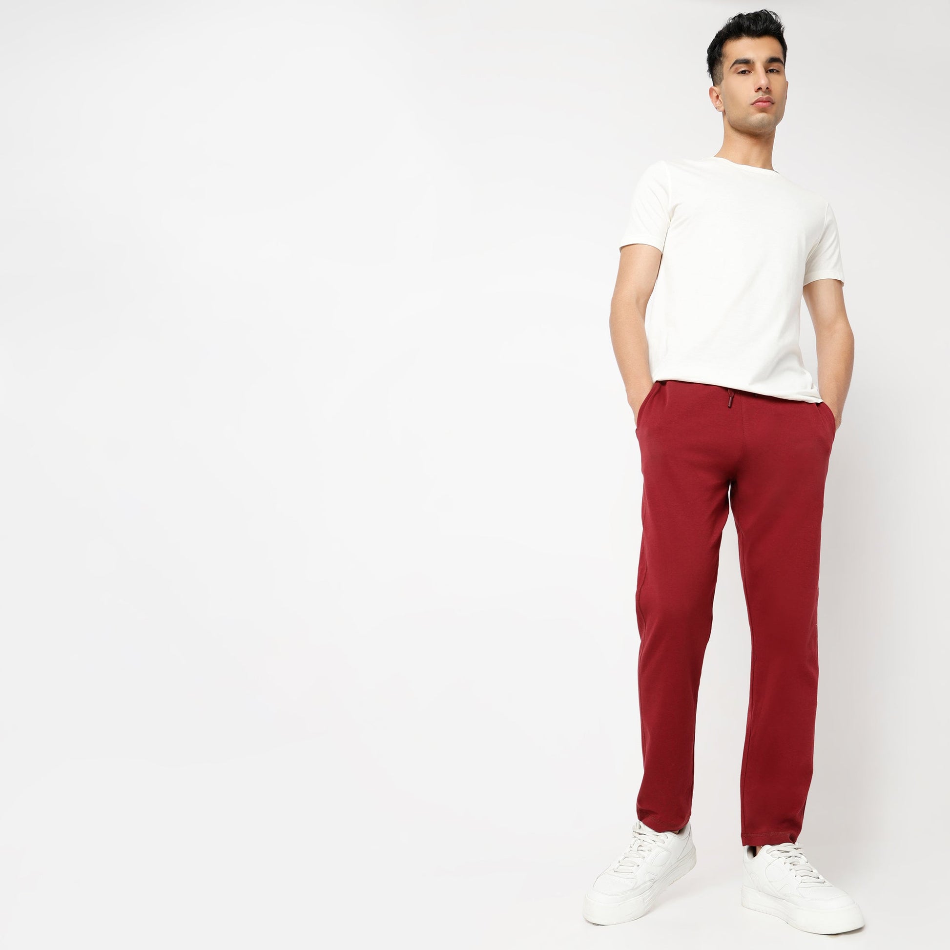 Regualr Solid Mid Rise Pants