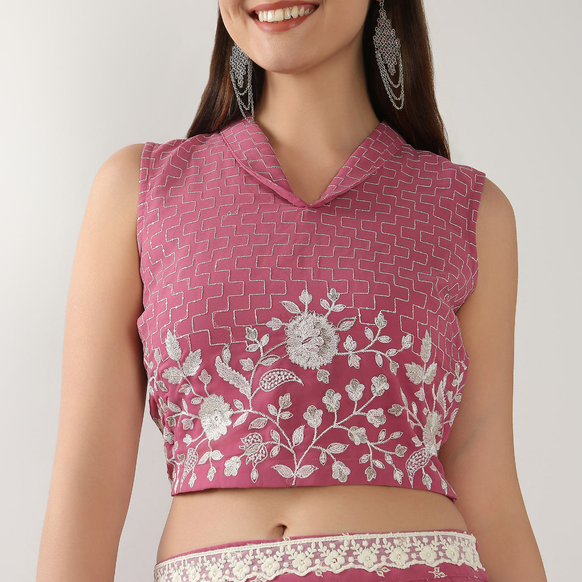 Straight Fit Embroidered Crop Top