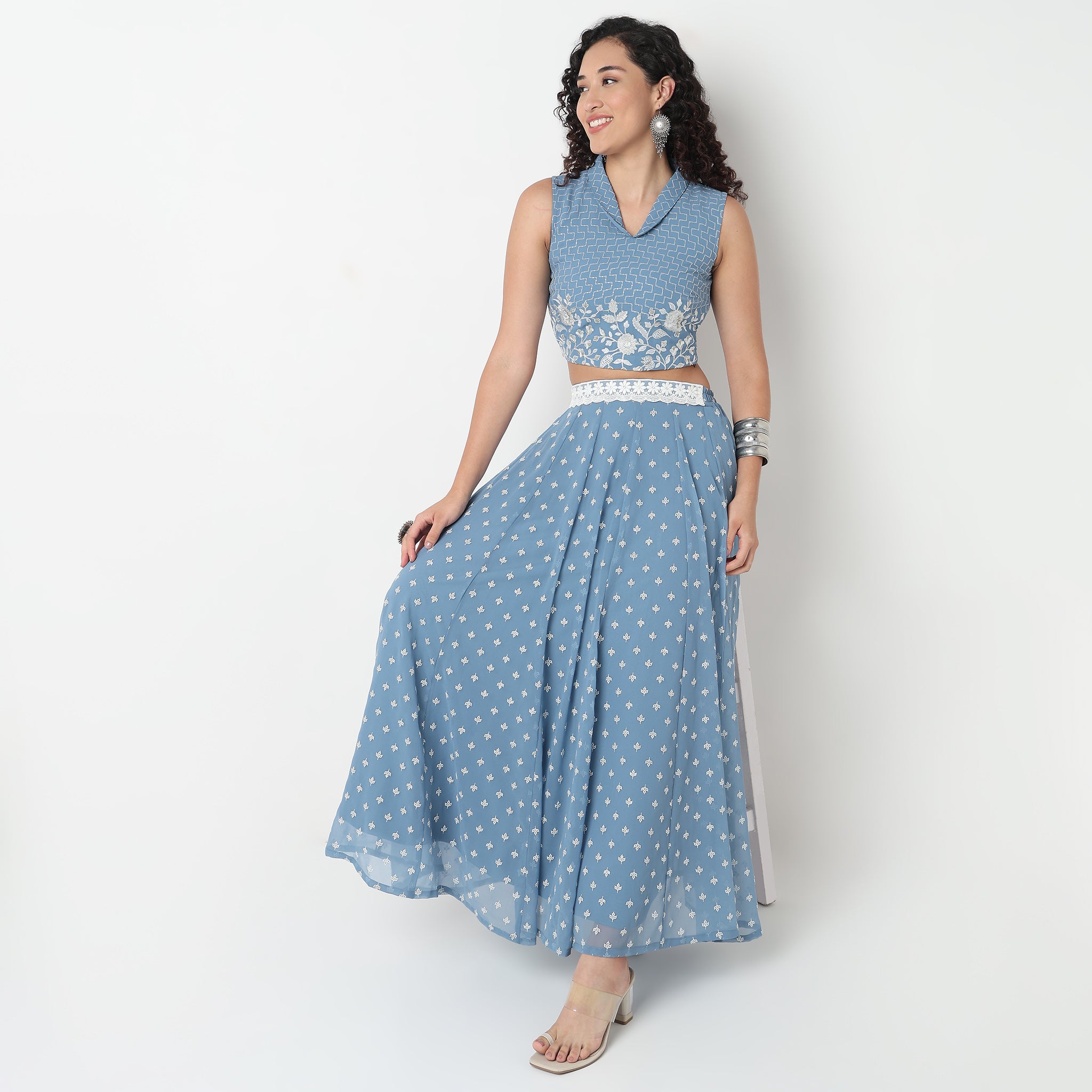 Embroidered Polyester Crop Top