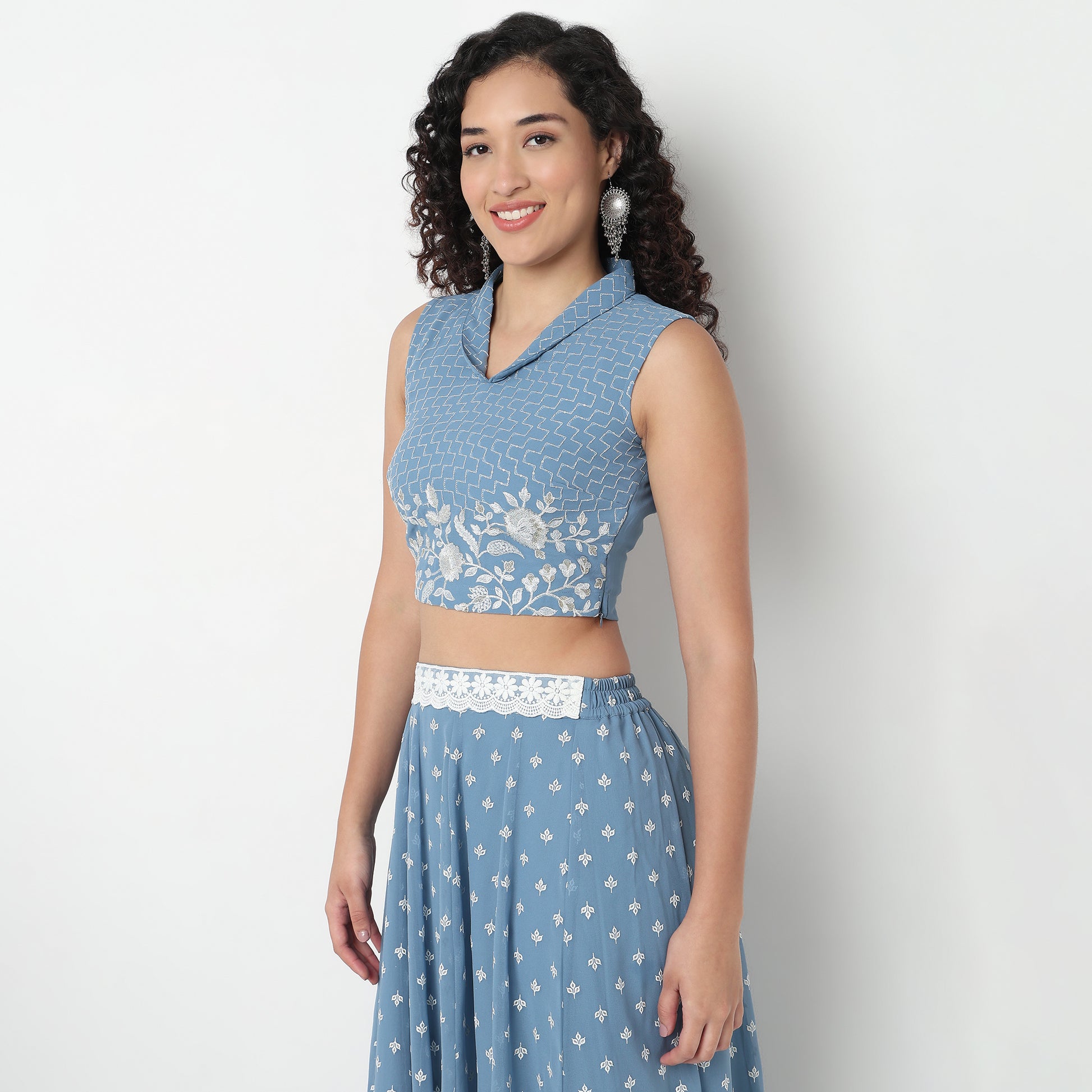 Embroidered Polyester Crop Top