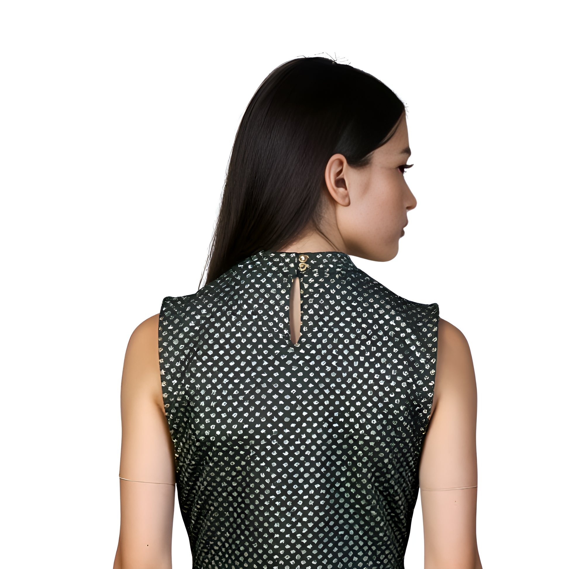 Printed Band Neck Crop Top