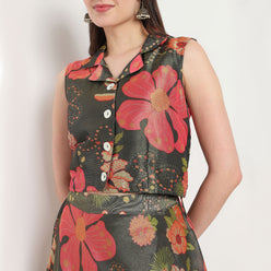 Printed Sleeveless Crop Top