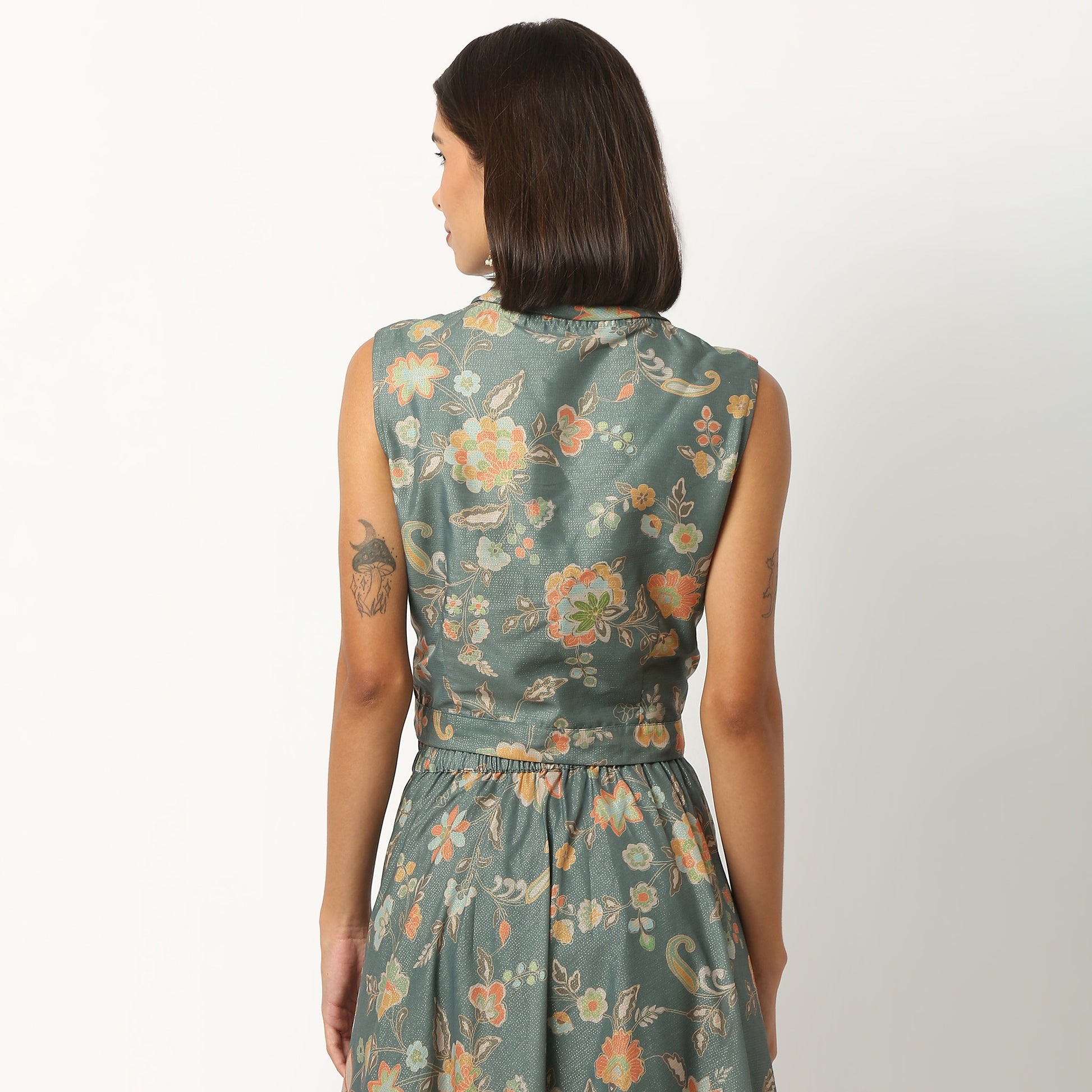 Printed Polyester Crop Top