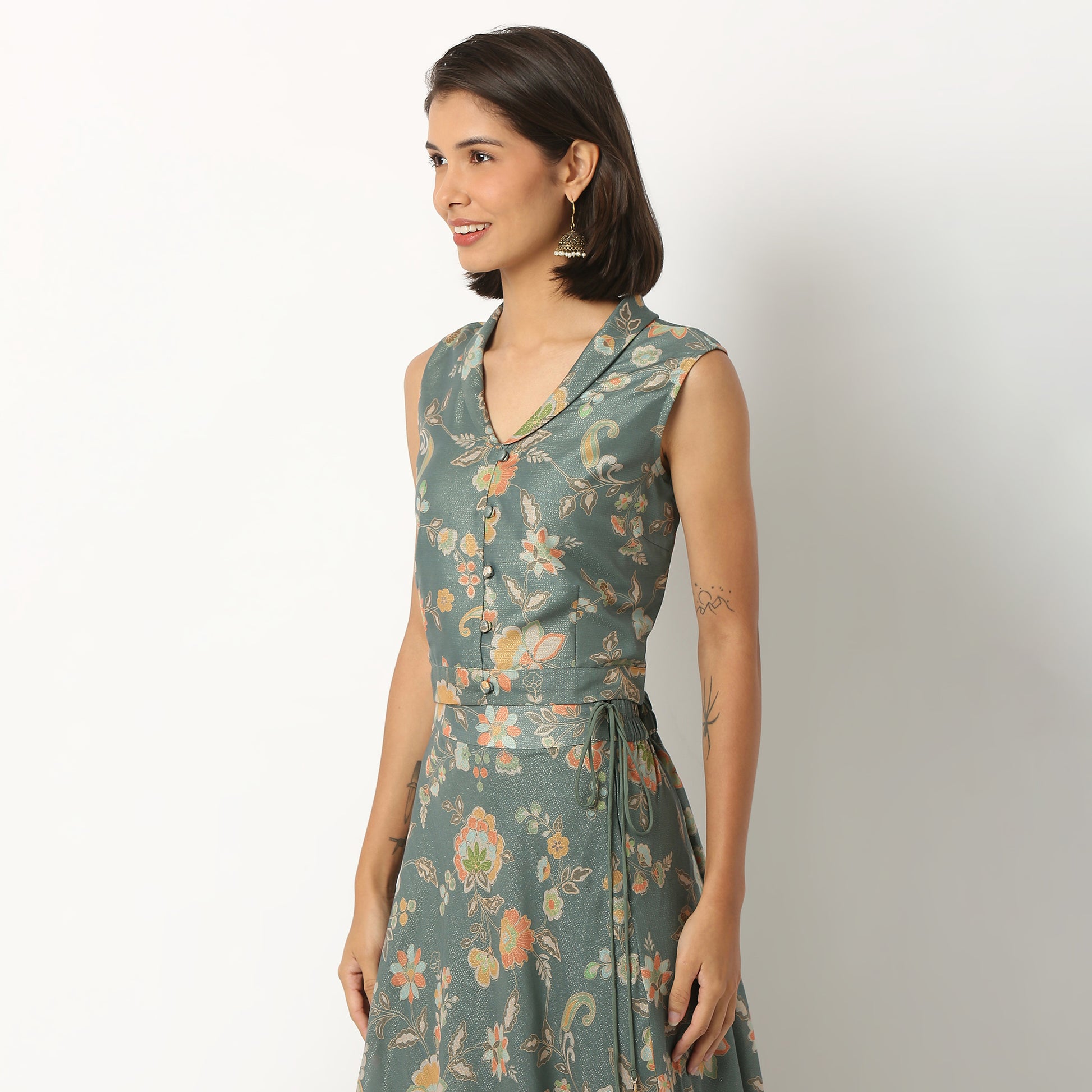 Printed Polyester Crop Top