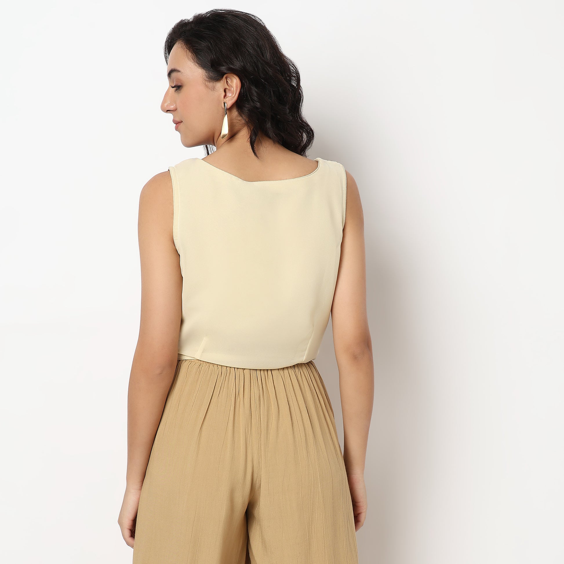 Buy Women Regular Fit Embroidered Sleeveless Crop Top  - Style Union