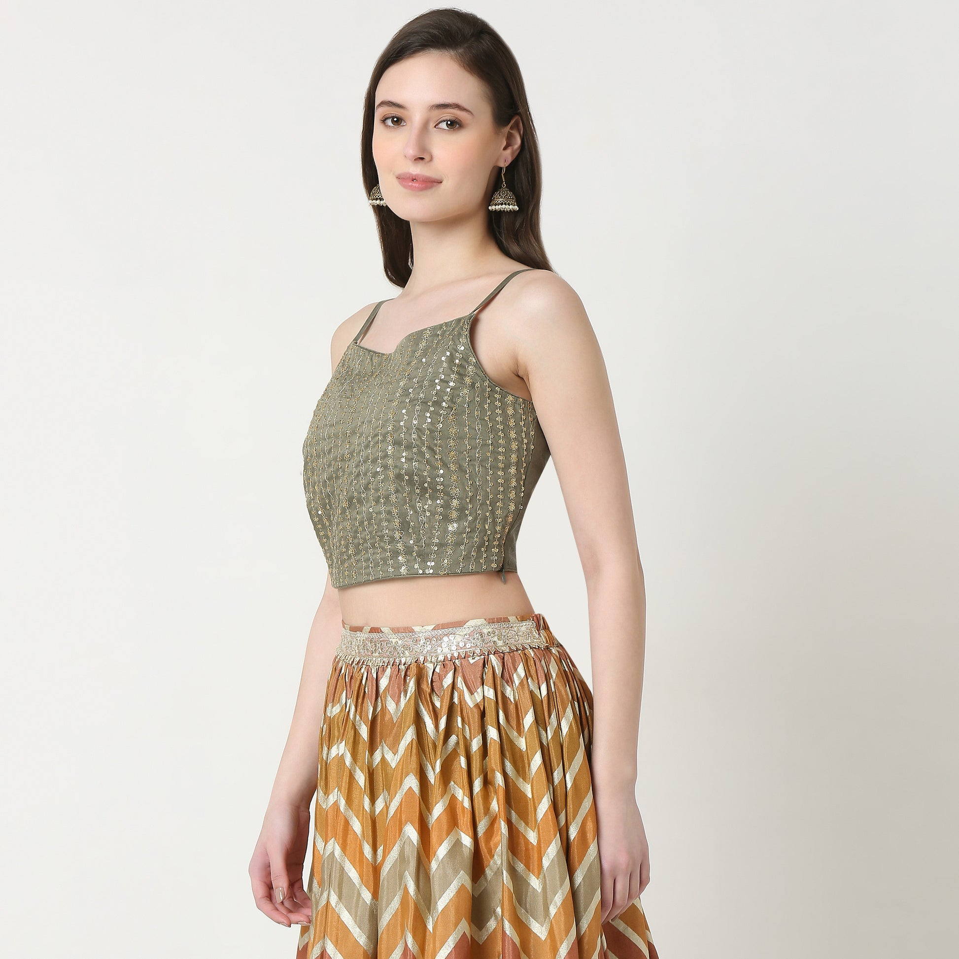 Sleevless Embellished Crop Top