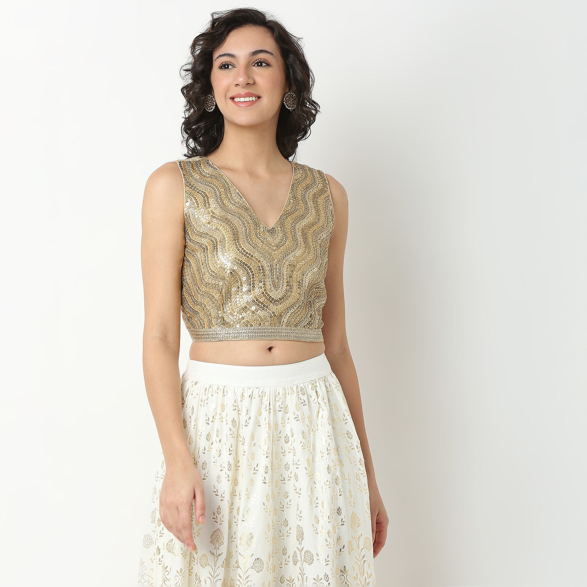 Embellished Polyester Crop Top