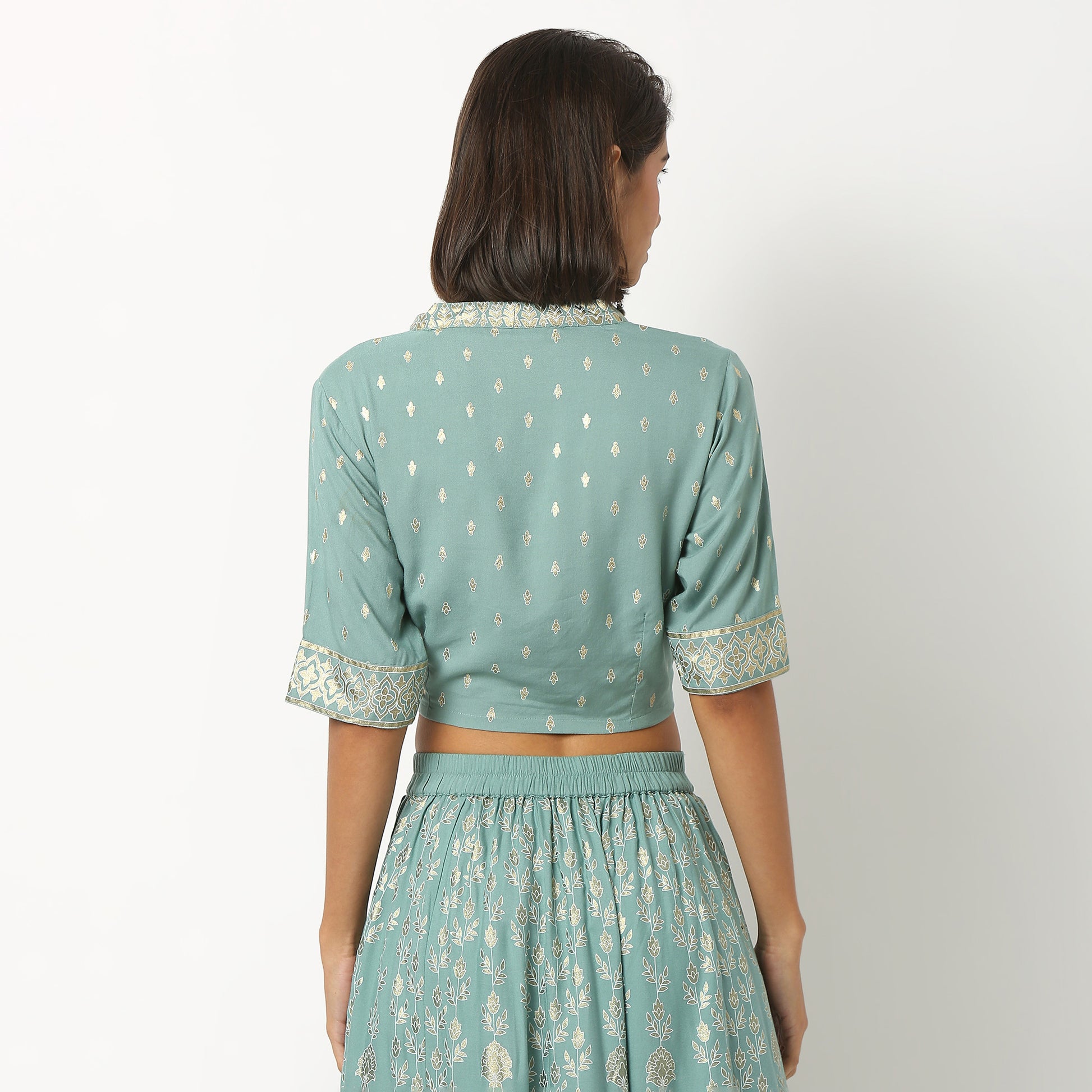 Embroidered Rayon Crop Top