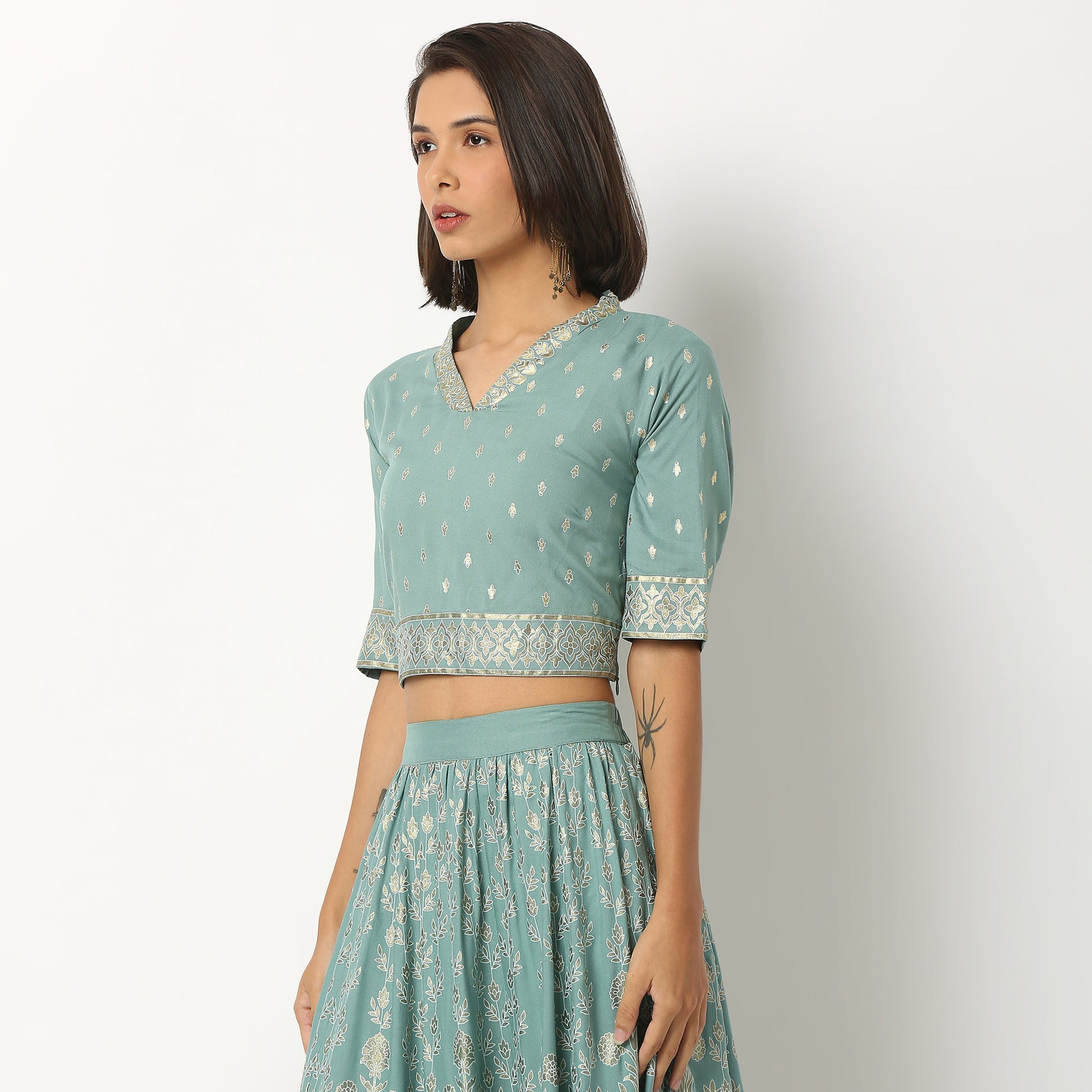 Embroidered Rayon Crop Top