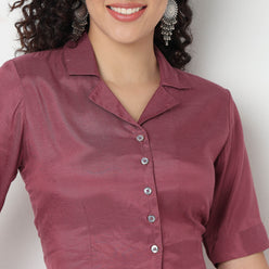 Viscose Crop Top with Lapel Collar