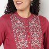 Buy Women Straight Fit Embroidered Three-Fourth Sleeve Kurta  - Style Union