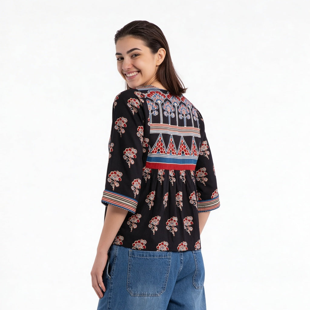 Cotton Printed A-Line Short Kurta