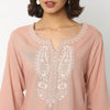 Buy Women Straight Fit Embroidered Three-Fourth Sleeve Kurta  - Style Union