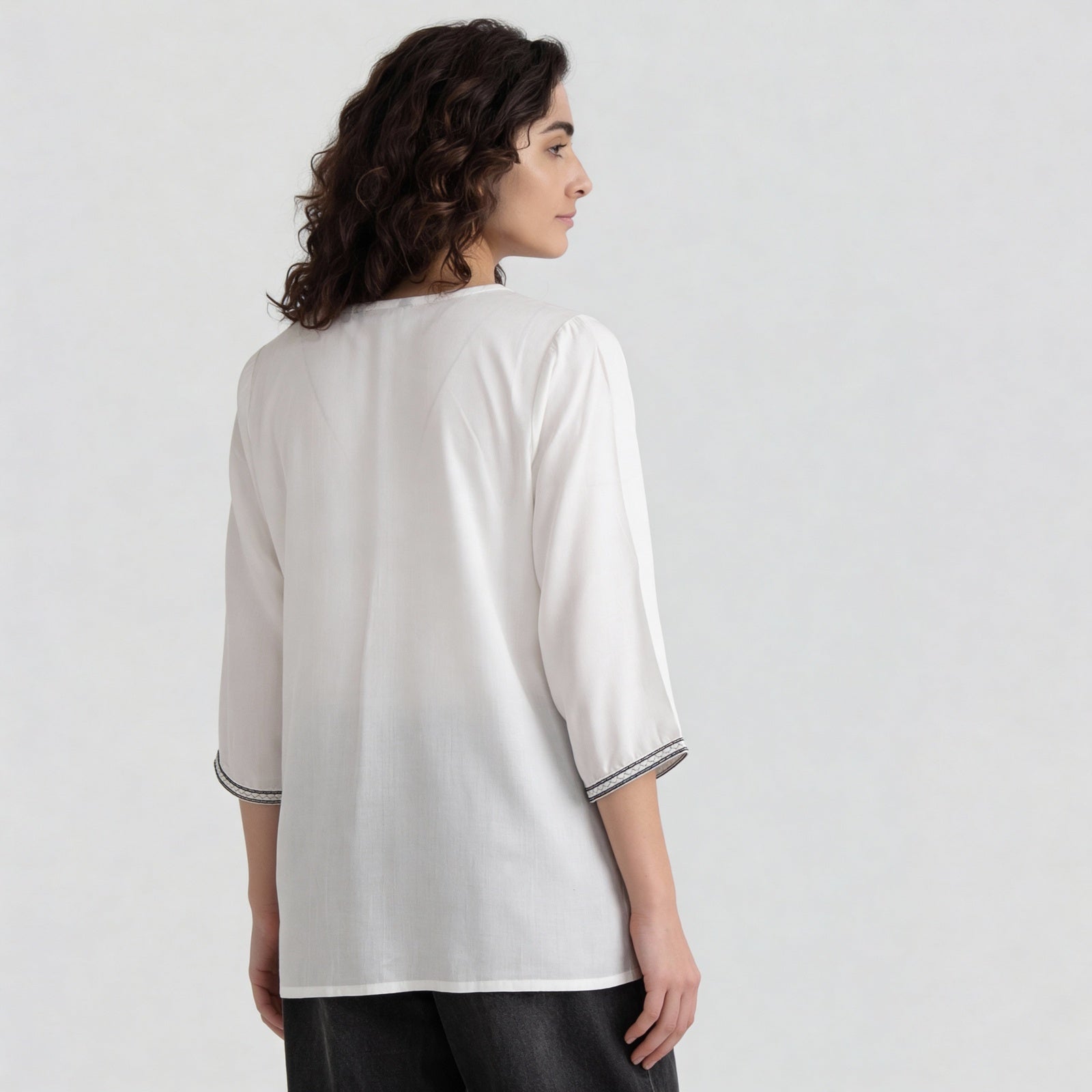 Rayon Printed Three-Fourth Sleeve Kurta
