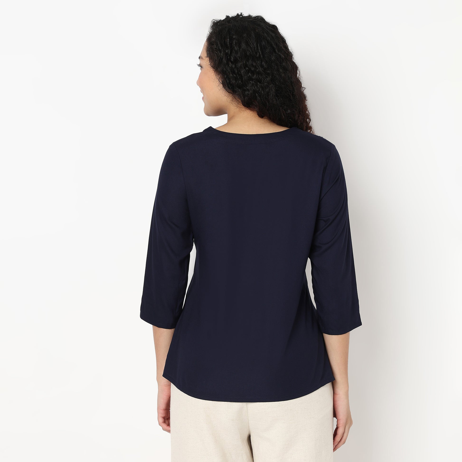 Embroidered V-Neck Short Kurta