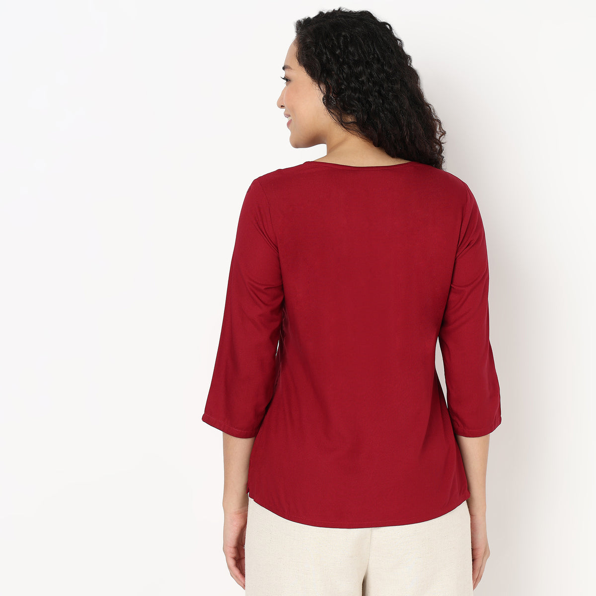 V-Neck Straight Short Kurta