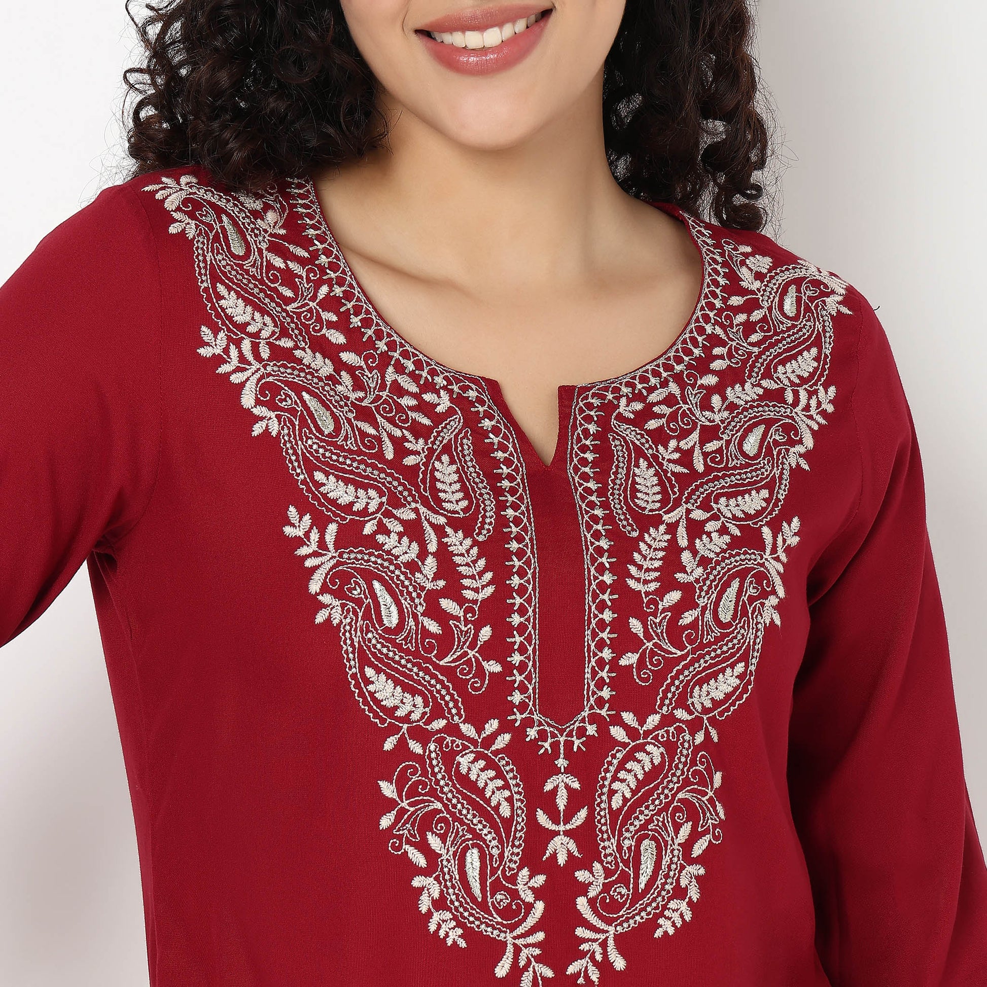 V-Neck Straight Short Kurta