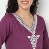 Buy Women Straight Fit Embroidered Three-Fourth Sleeve Kurta  - Style Union