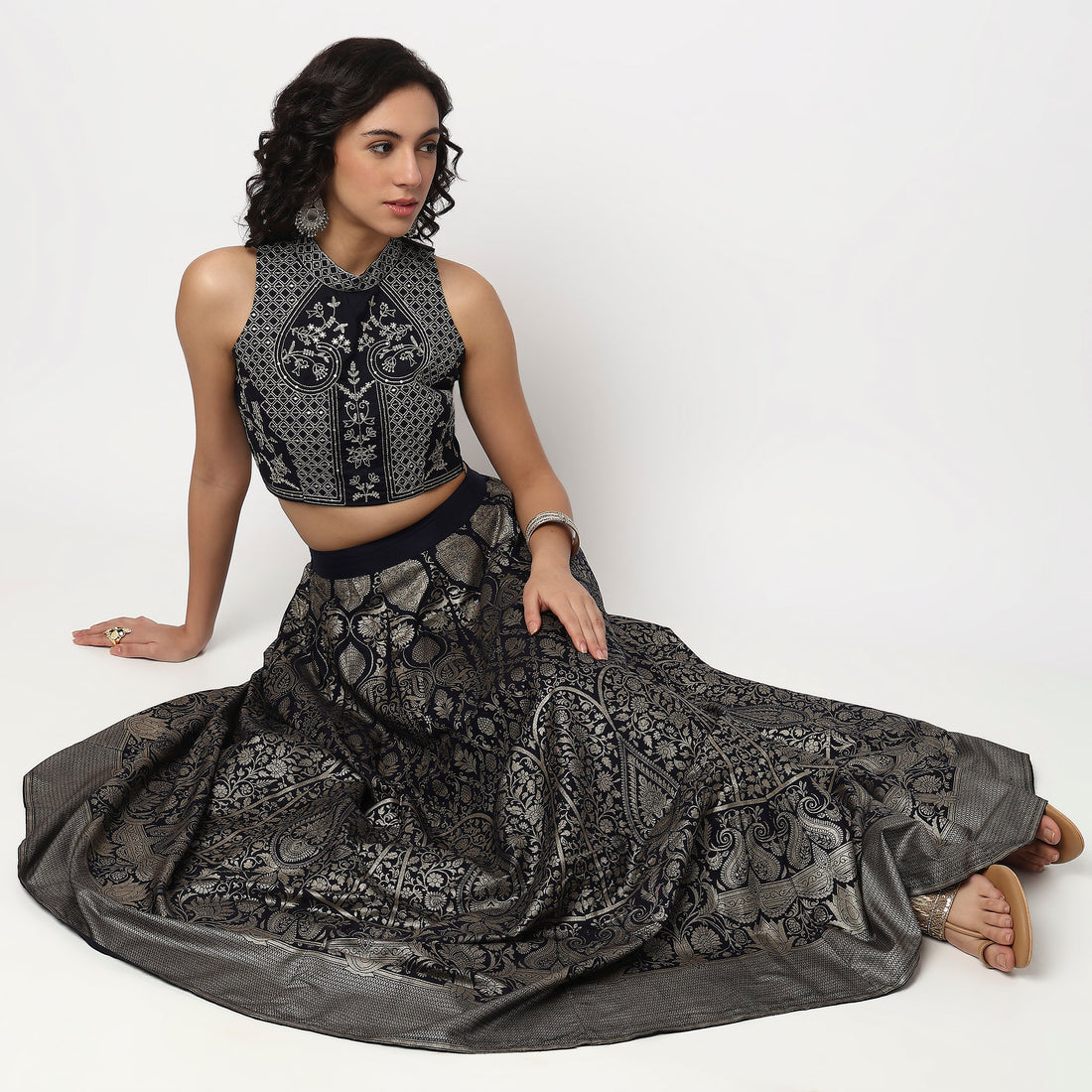 Buy Women Slim Fit Embroidered Sleeveless Crop Top  - Style Union