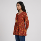 Cotton Printed V-Neck Flared Short Kurta