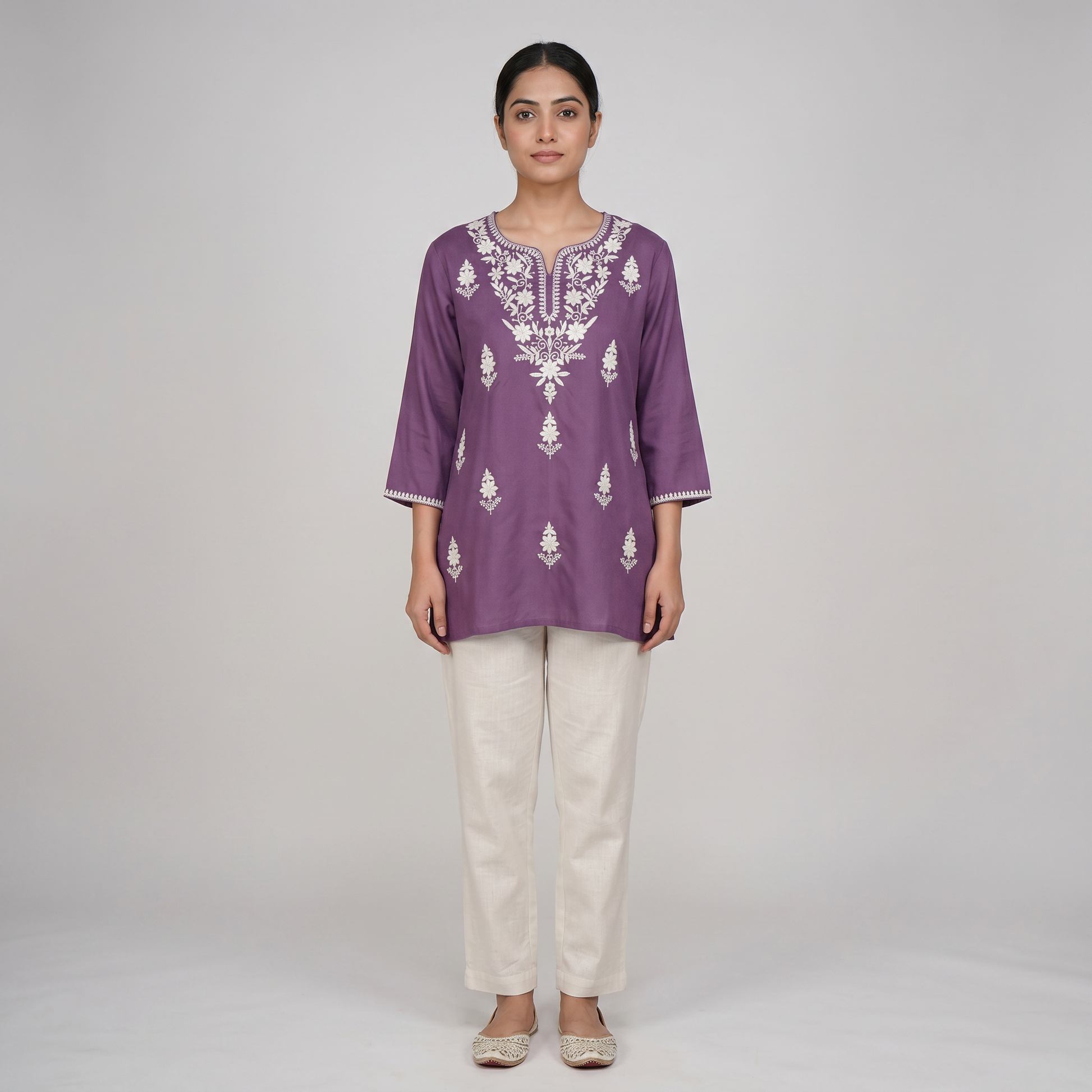 Embroidered Straight Short Kurta