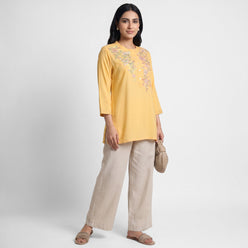 Solid Band Collar Straight Kurta