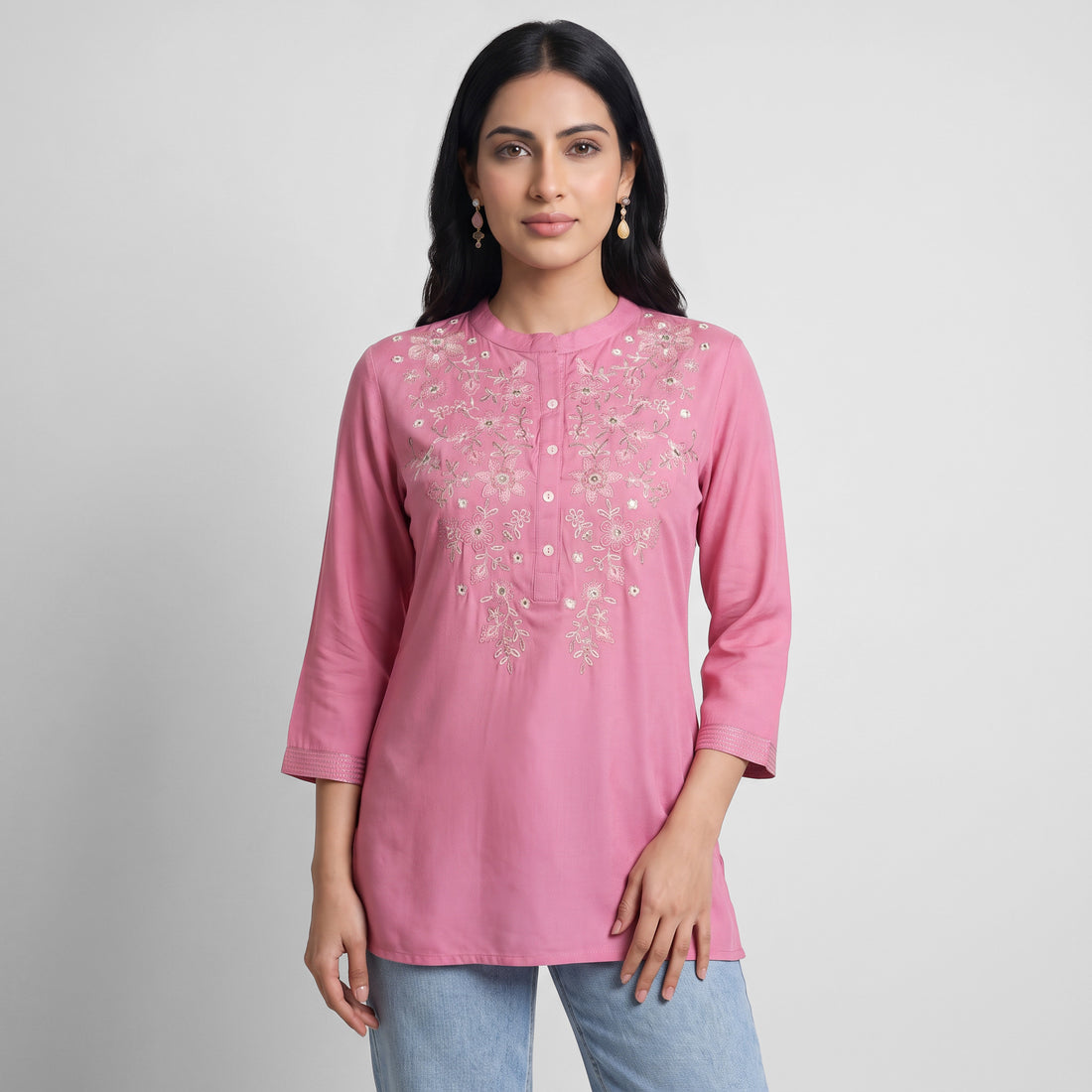 Embroidered Straight Short Kurta
