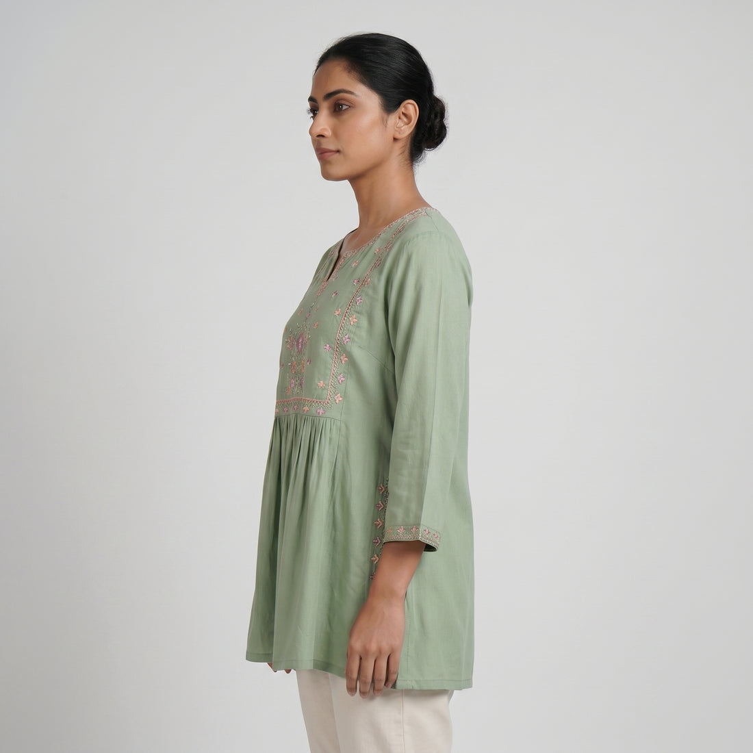 Embroidered Flared Short Kurta