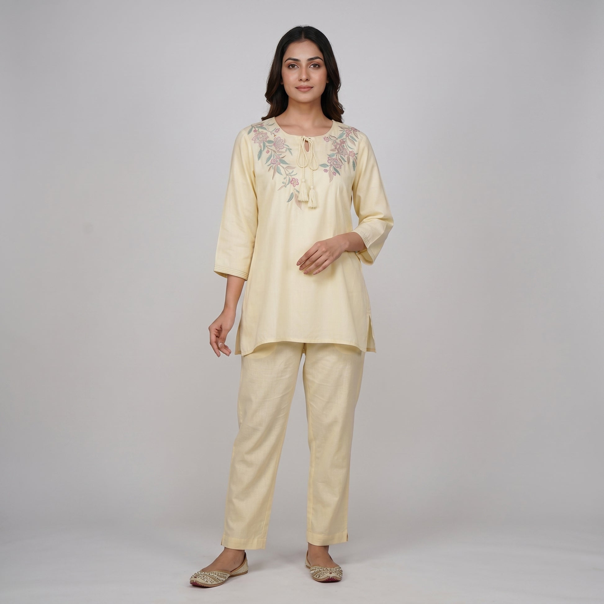 Embroidered Straight Short Kurta