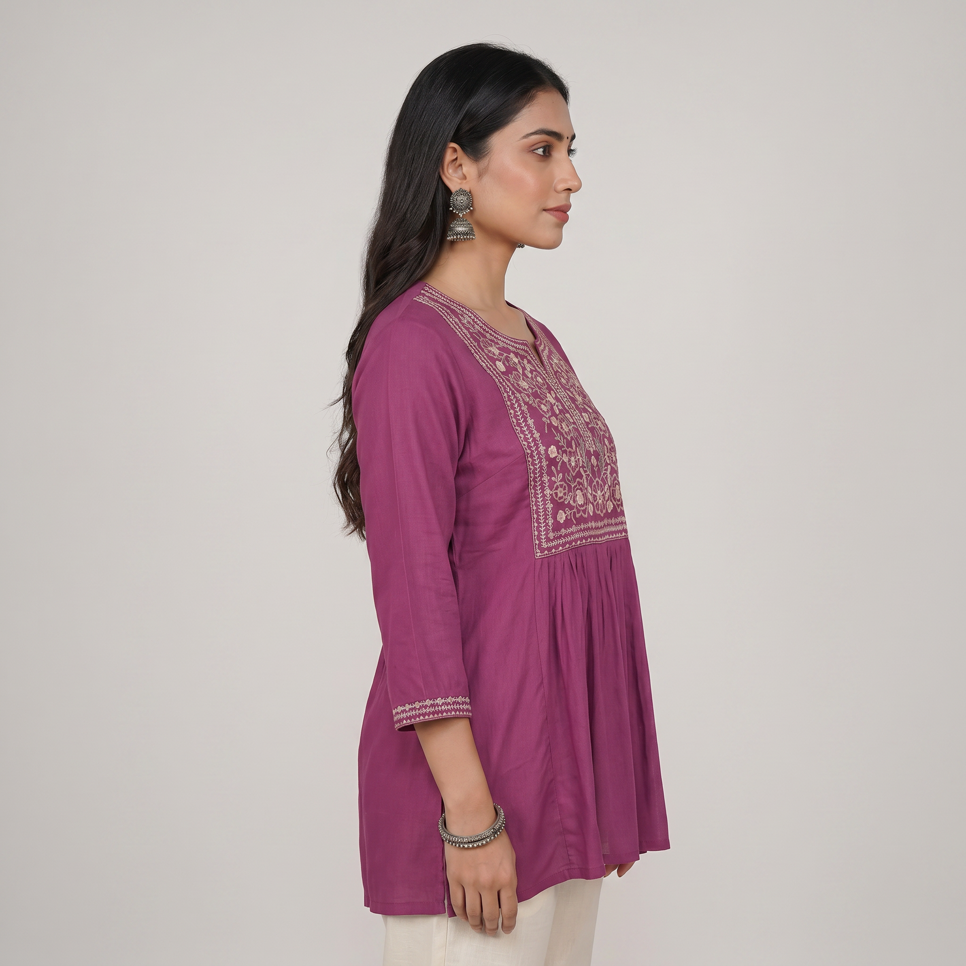 Embroidered Straight Short Kurta