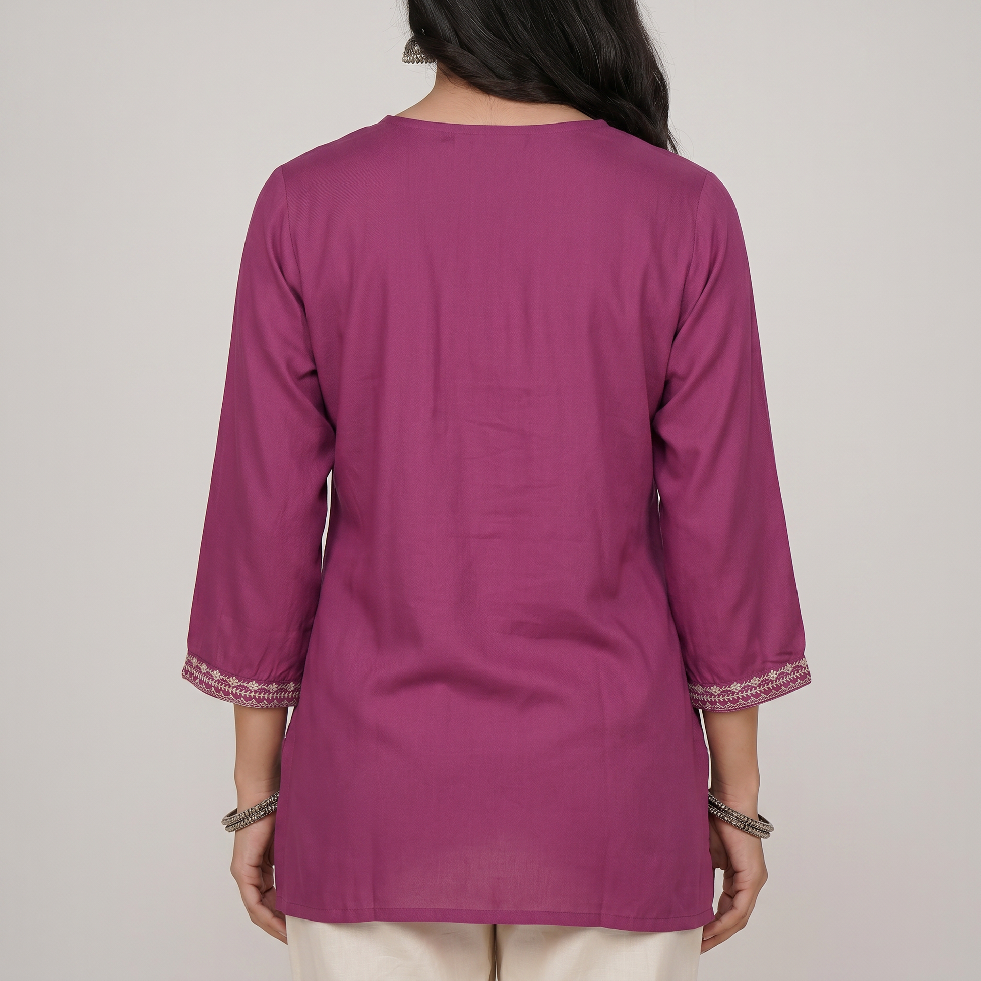 Embroidered Straight Short Kurta