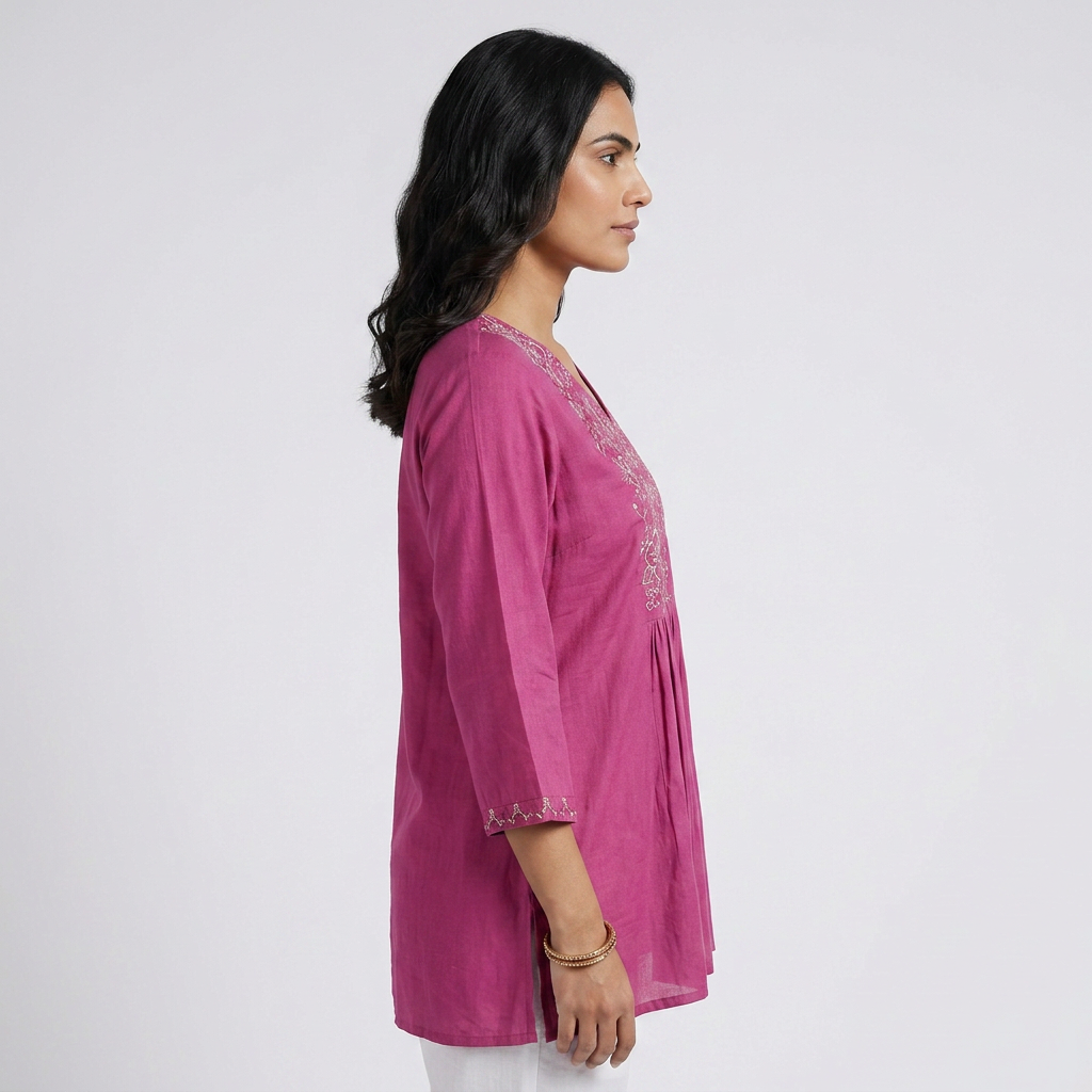 Embroidered Flared Short Kurta