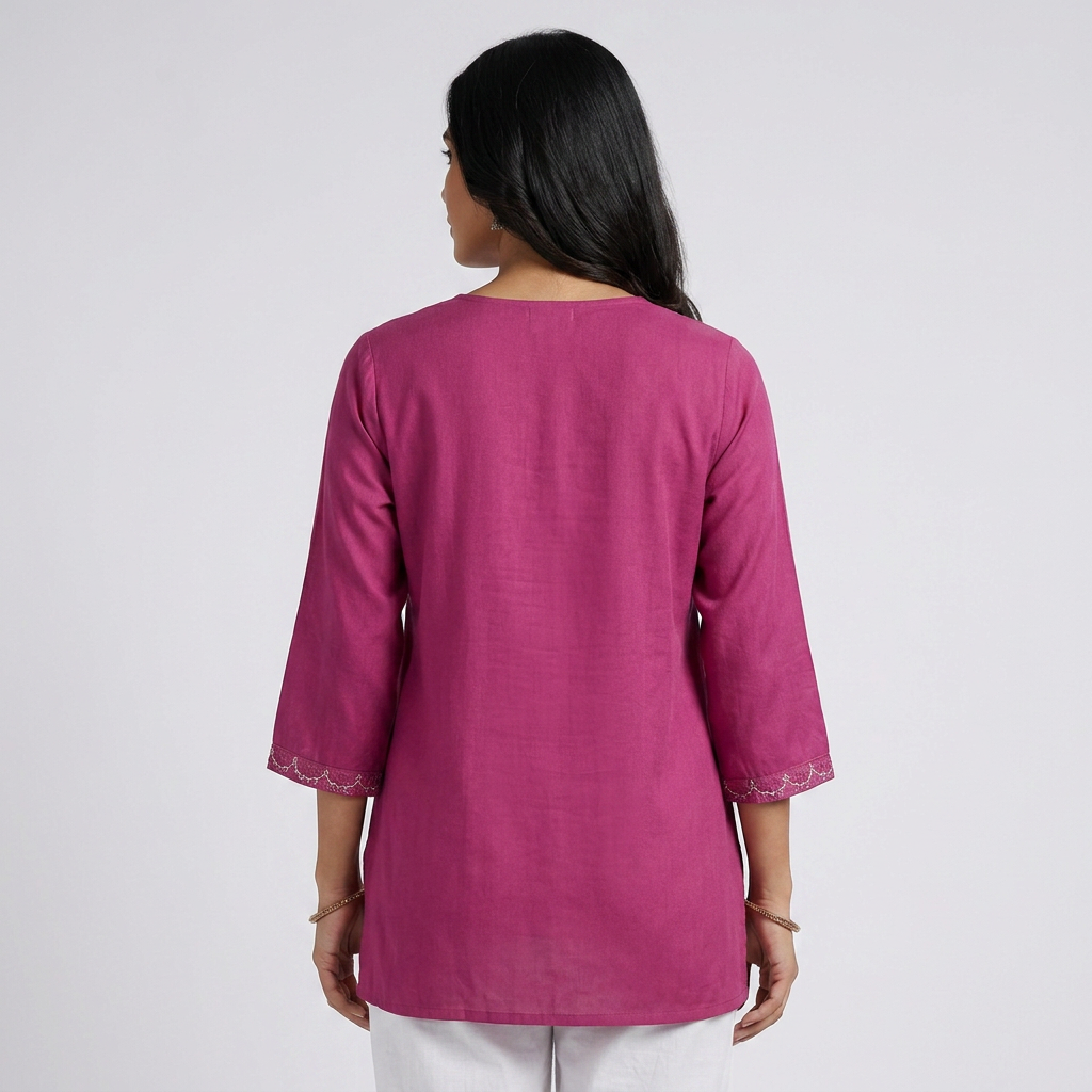 Embroidered Flared Short Kurta
