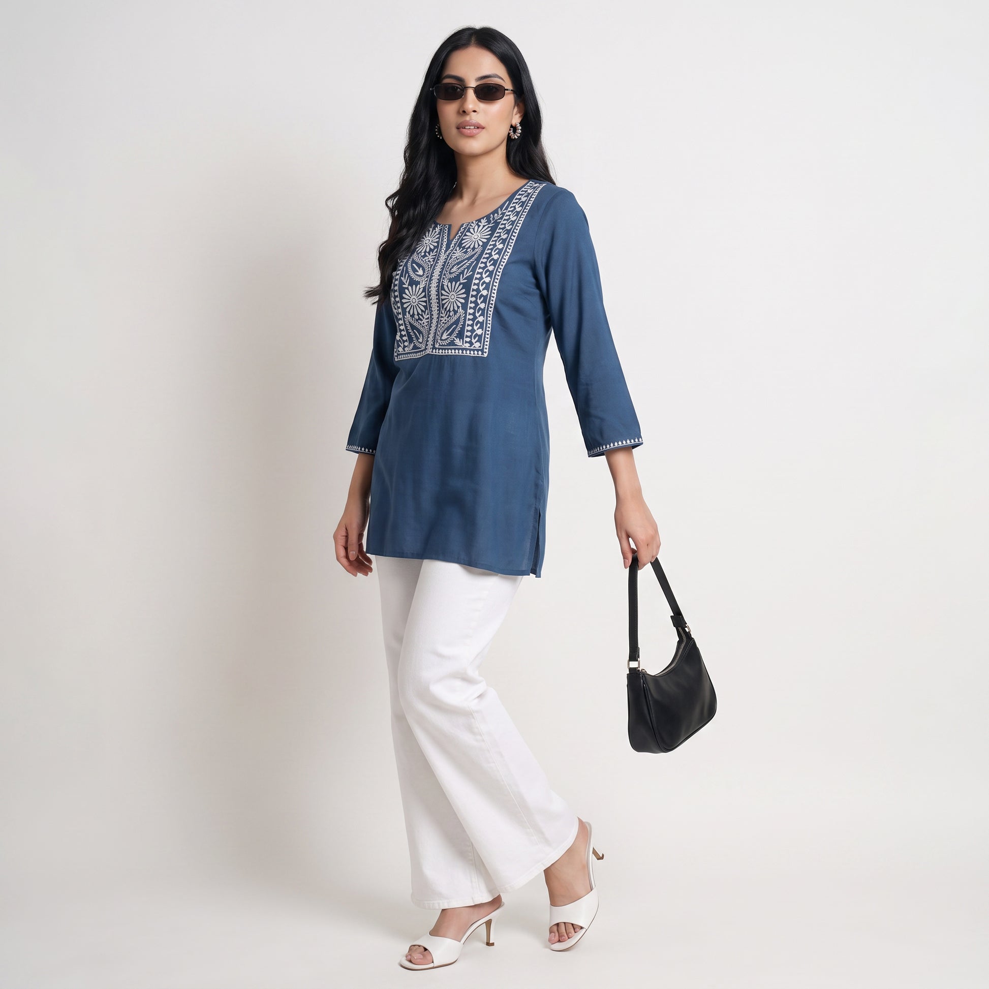 Embroidered Straight Short Kurta