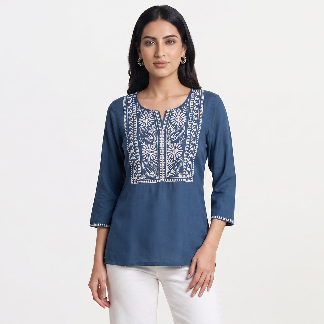 Embroidered Straight Short Kurta