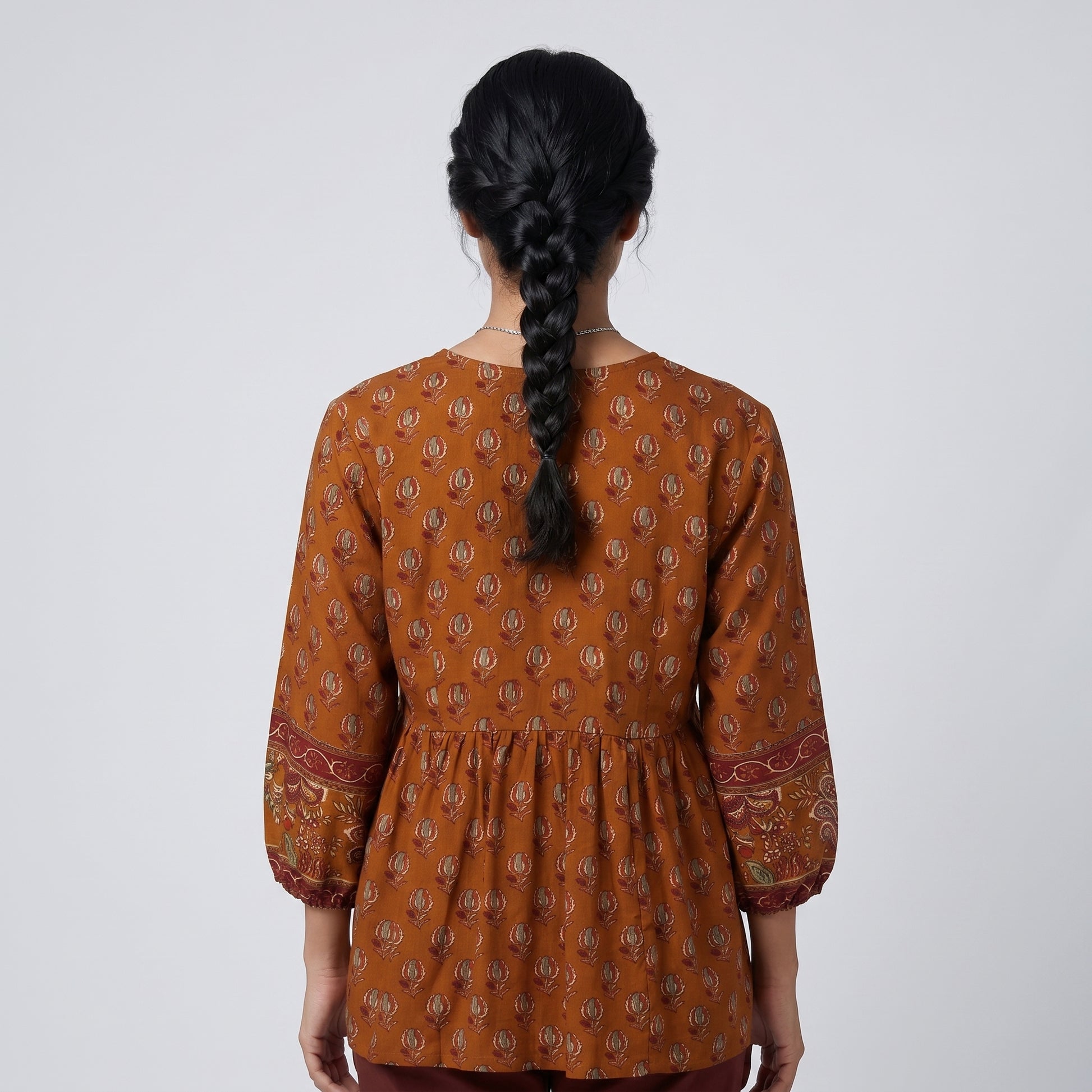 Printed V-Neck A-Line Tunic