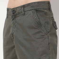 Regular Fit Solid Mid Rise Cargos