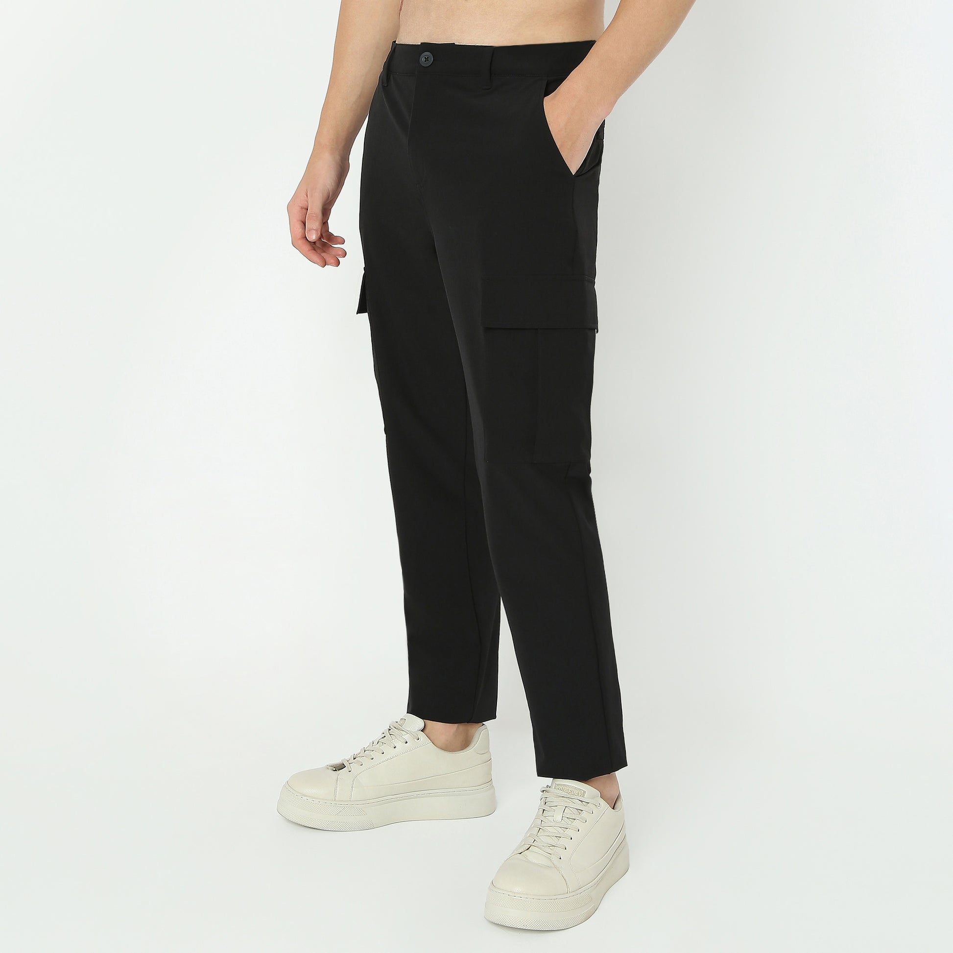 Ultra Light Weight Nylon Blend Relaxed Fit Cargo Pants With Utility Pockets