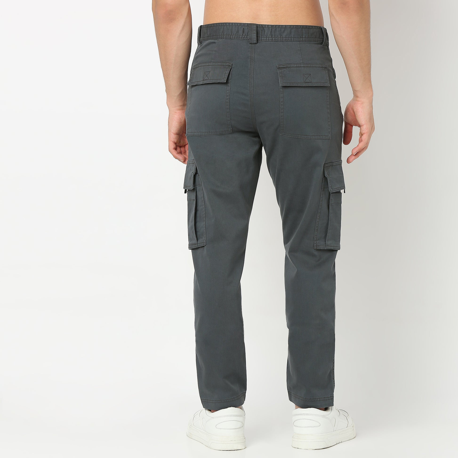 Solid Ankle Length Cotton Heavy Duty Pants Cargos